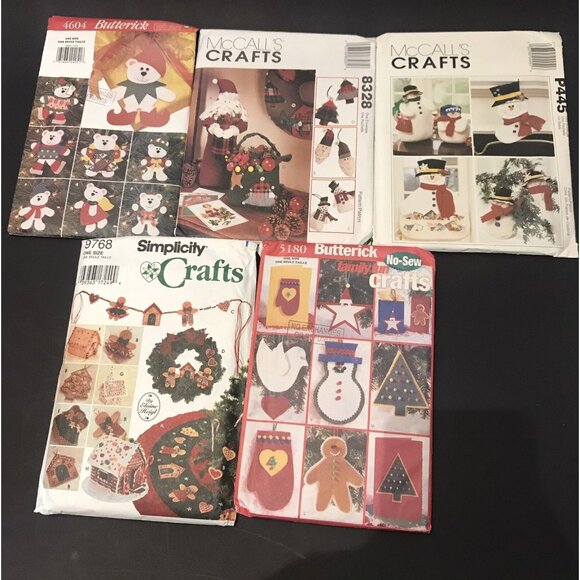 Assorted Christmas Craft Patterns Butterick McCalls Simplicity - Picture 1 of 6